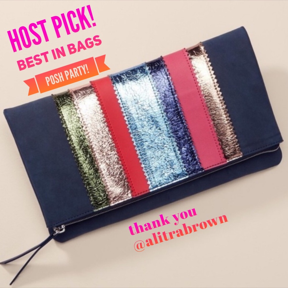 Stella & Dot | Navy / Multi Colored Metallic Clutch Retired